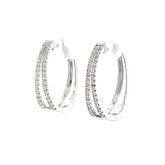 Sterling Silver and Diamond Split Hoops